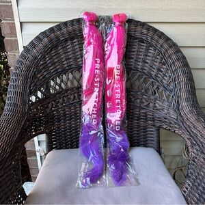yuzshuooxin Hot Pink Lavender Purple Pre Stretched Braiding Hair 30 Inch 2 Packs